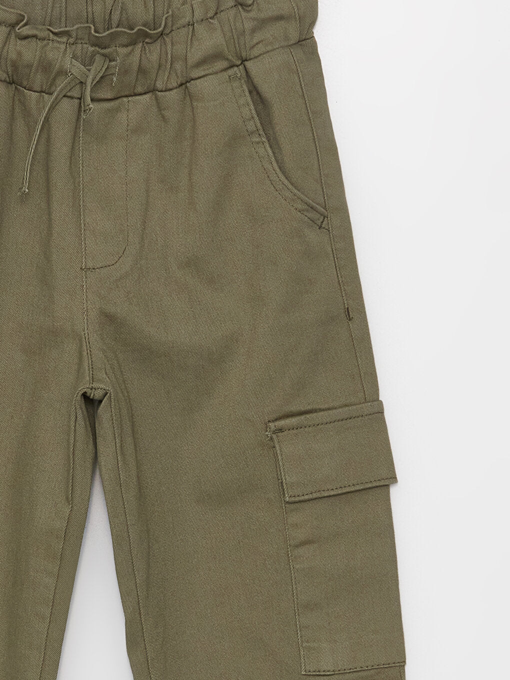 Basic Girl's Cargo Pants with Elastic Waist