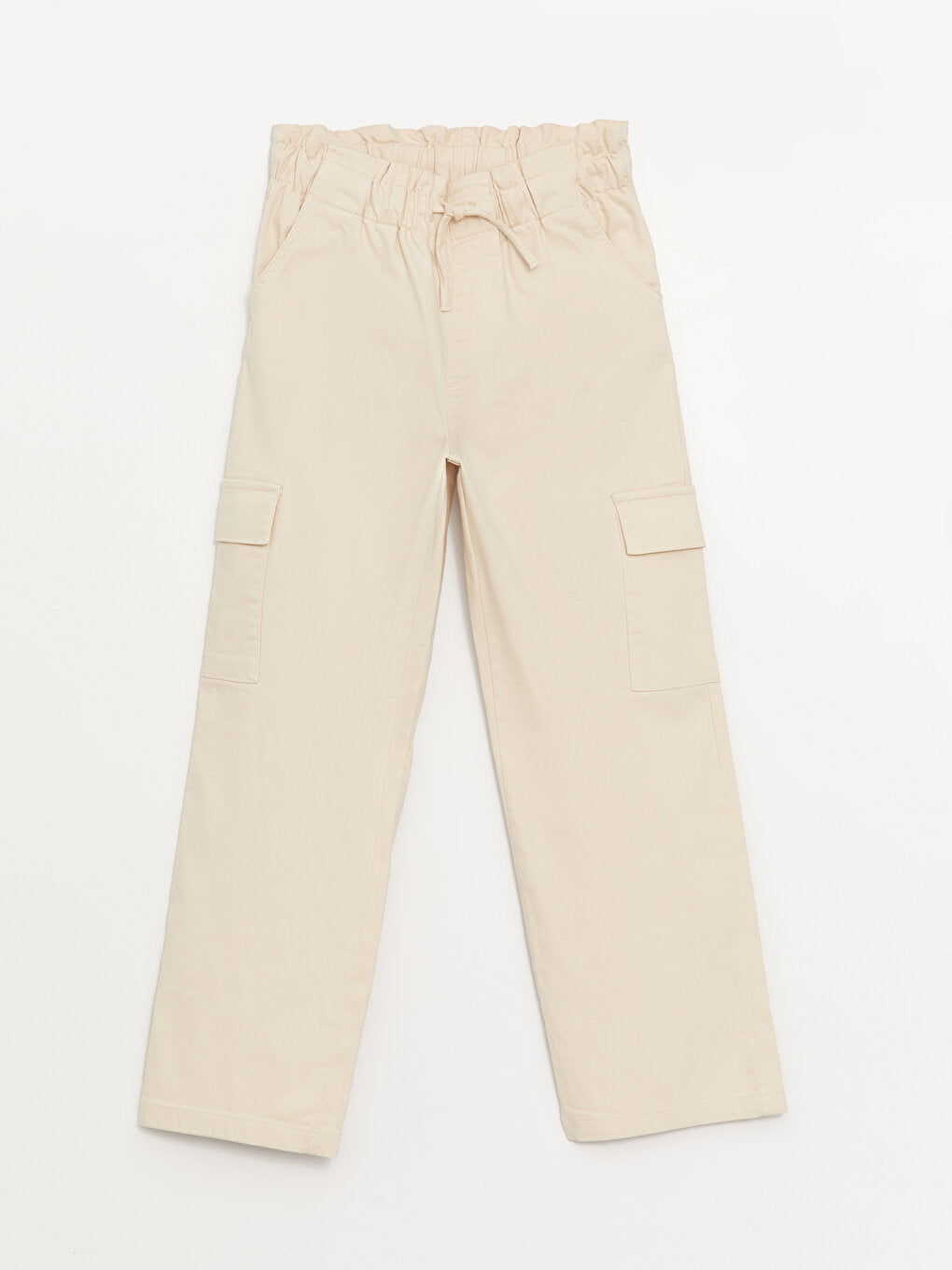 Basic Girl's Cargo Pants with Elastic Waist