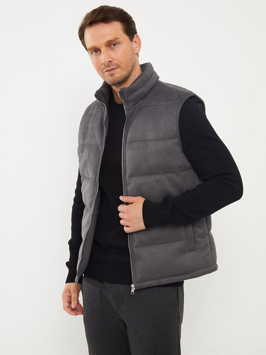 Slim Fit Stand Collar Men's Puffer Vest