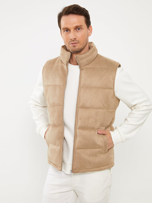 Slim Fit Stand Collar Men's Puffer Vest