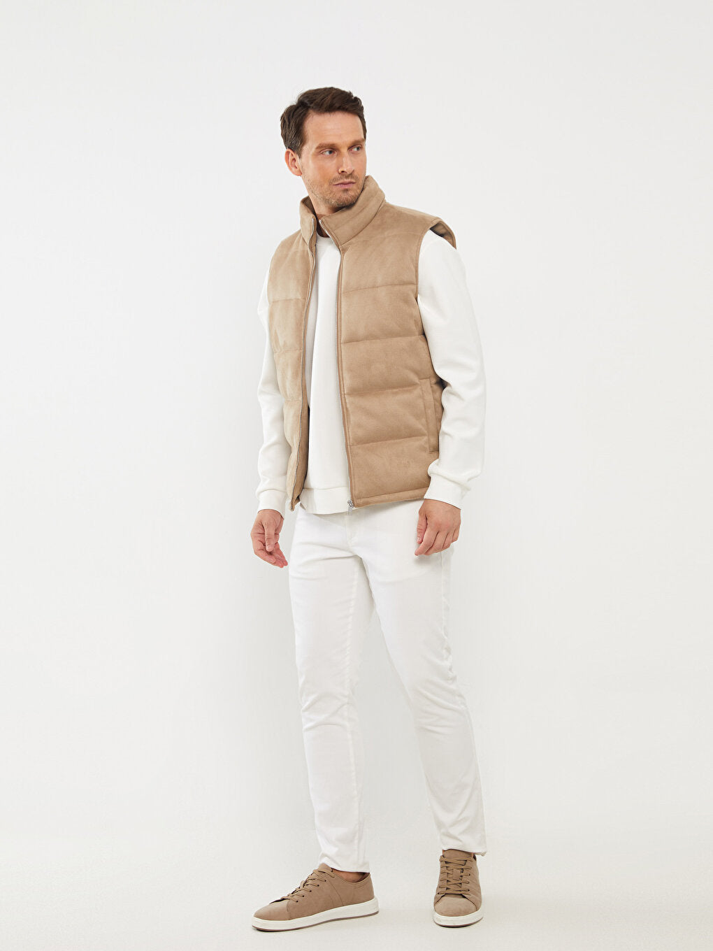 Slim Fit Stand Collar Men's Puffer Vest