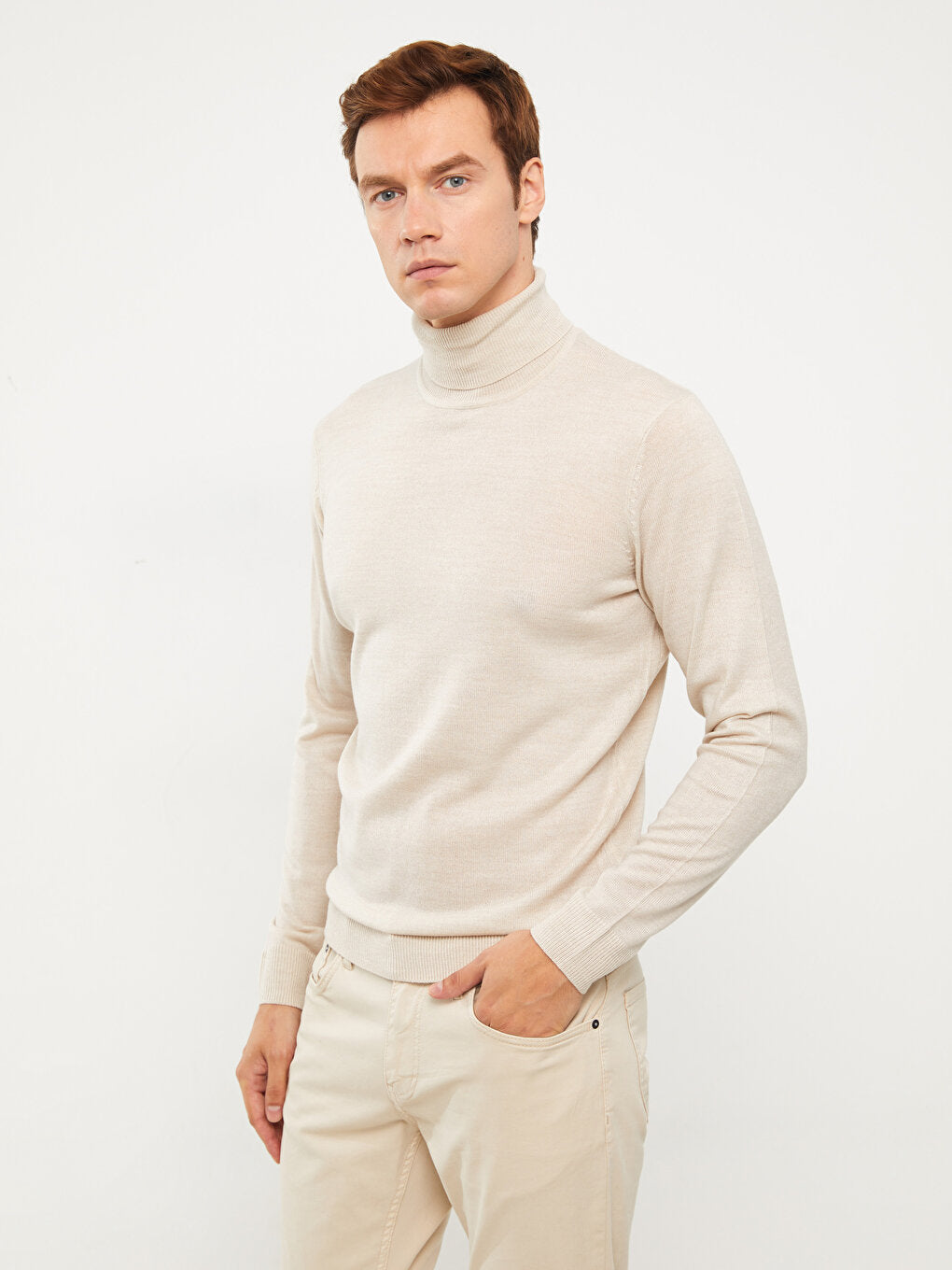 Turtleneck Long Sleeve Men's Knitwear Sweater