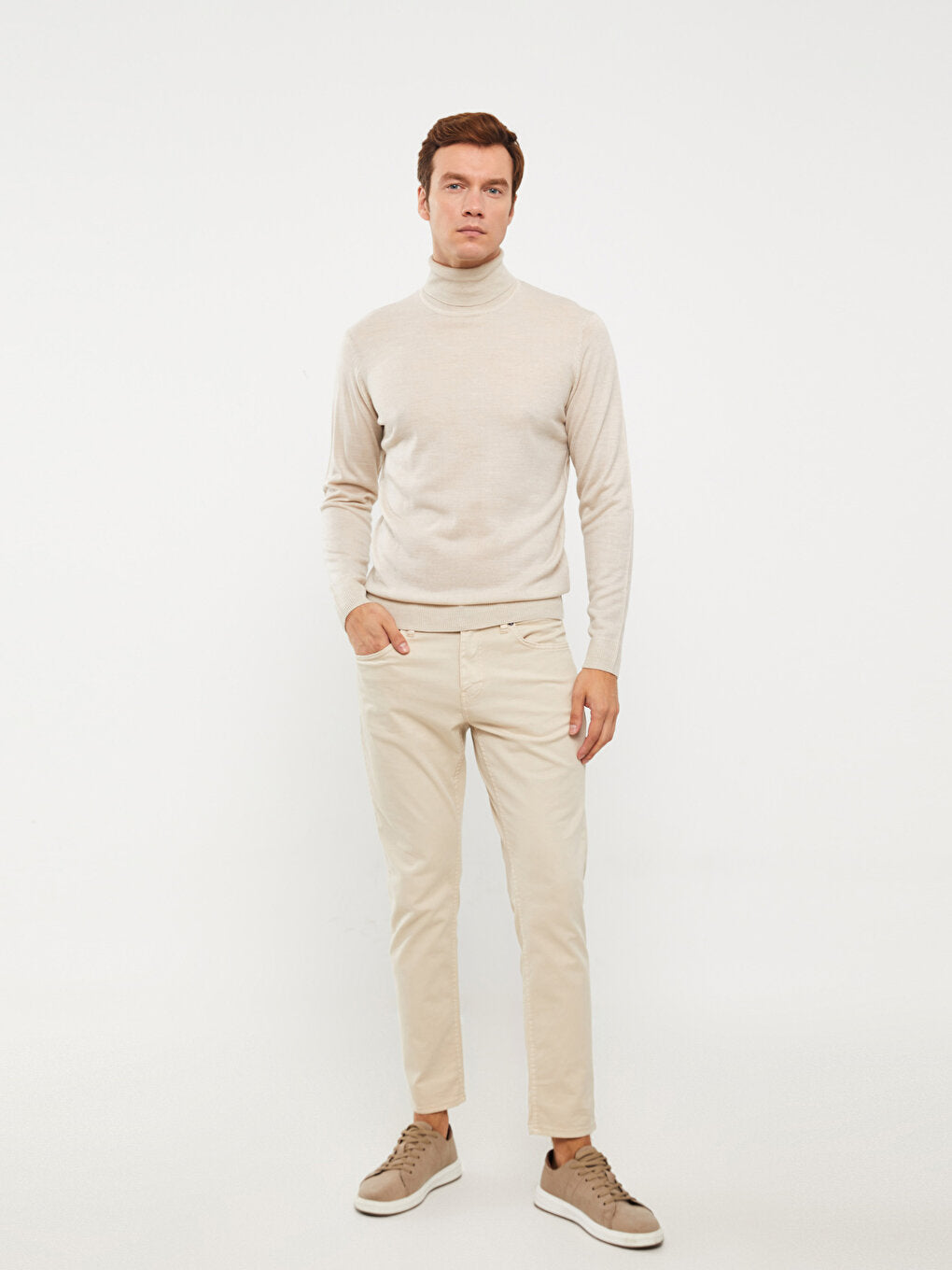 Turtleneck Long Sleeve Men's Knitwear Sweater