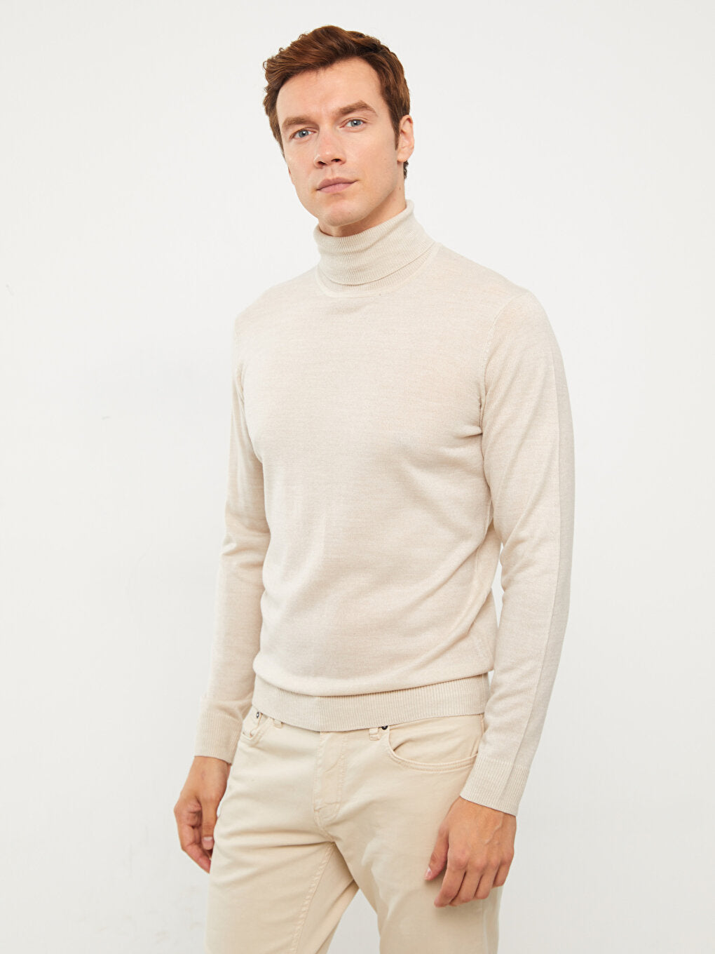 Turtleneck Long Sleeve Men's Knitwear Sweater