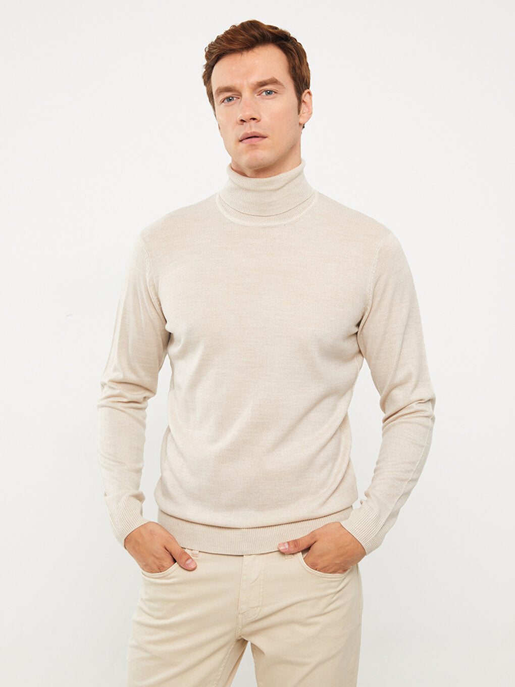 Turtleneck Long Sleeve Men's Knitwear Sweater