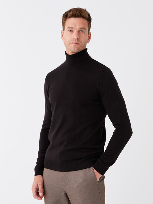 Turtleneck Long Sleeve Men's Knitwear Sweater