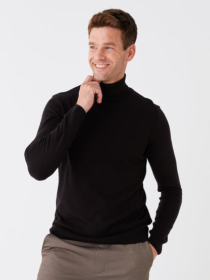 Turtleneck Long Sleeve Men's Knitwear Sweater