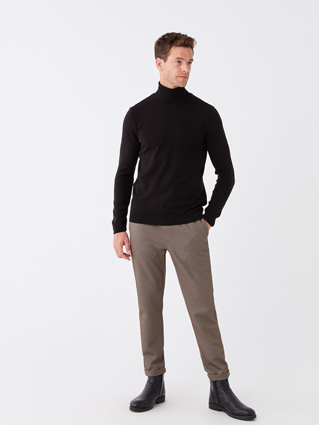 Turtleneck Long Sleeve Men's Knitwear Sweater