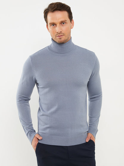 Turtleneck Long Sleeve Men's Knitwear Sweater