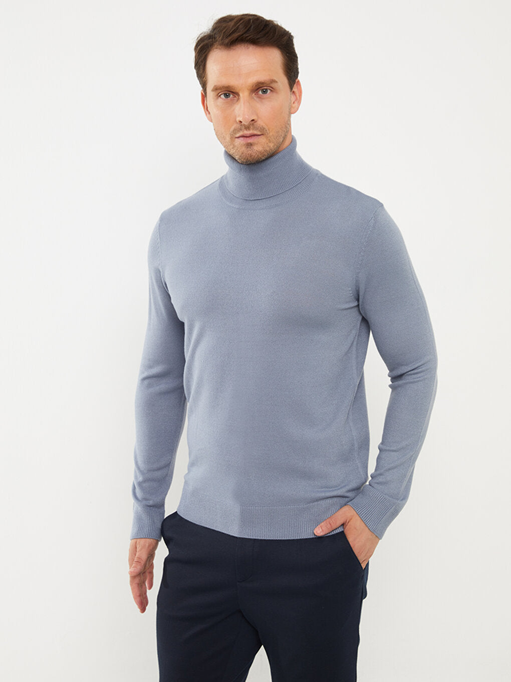 Turtleneck Long Sleeve Men's Knitwear Sweater