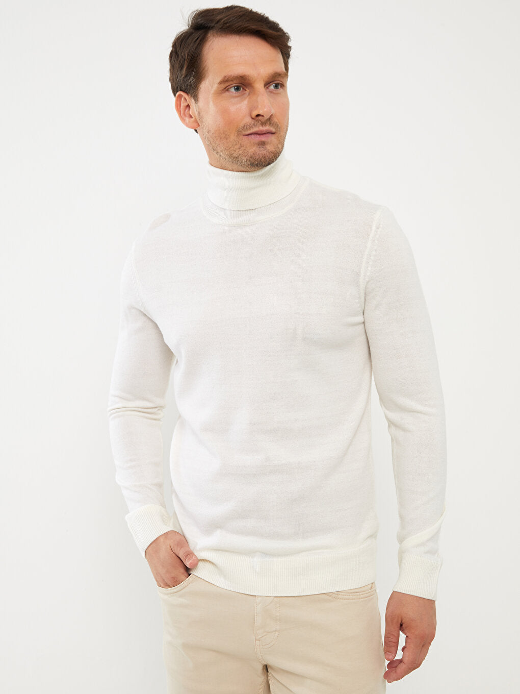 Turtleneck Long Sleeve Men's Knitwear Sweater