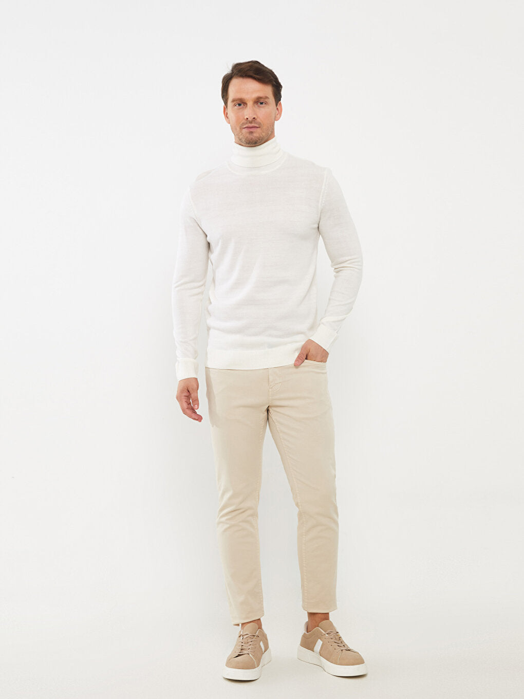 Turtleneck Long Sleeve Men's Knitwear Sweater