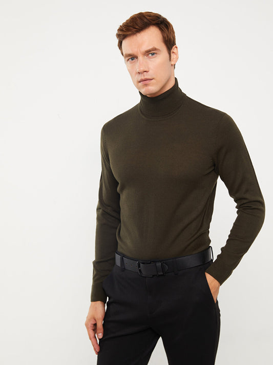 Turtleneck Long Sleeve Men's Knitwear Sweater