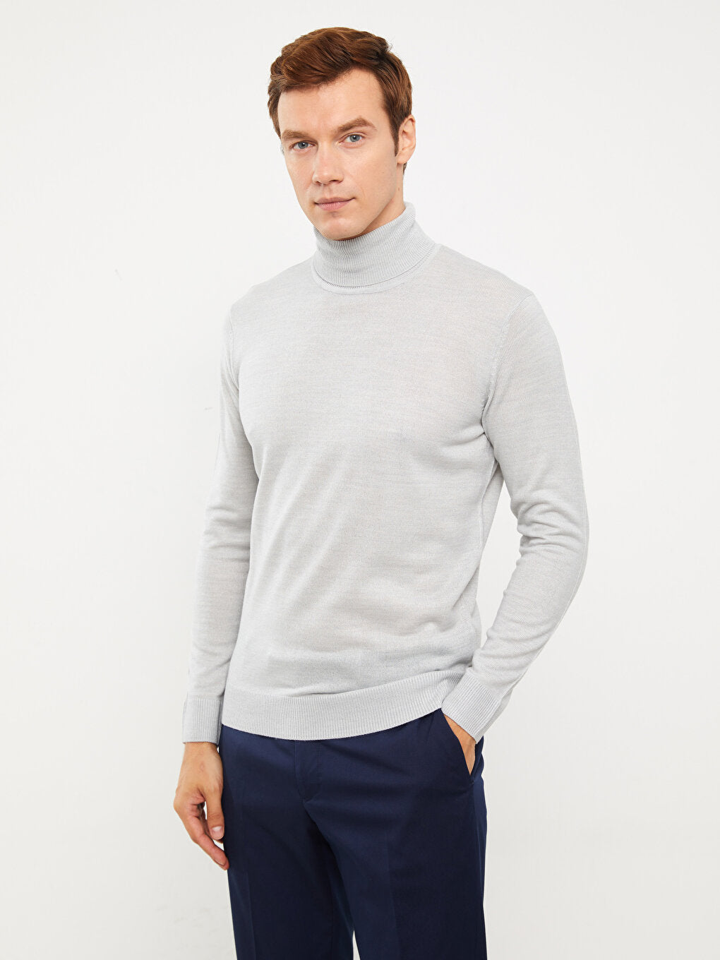 Turtleneck Long Sleeve Men's Knitwear Sweater