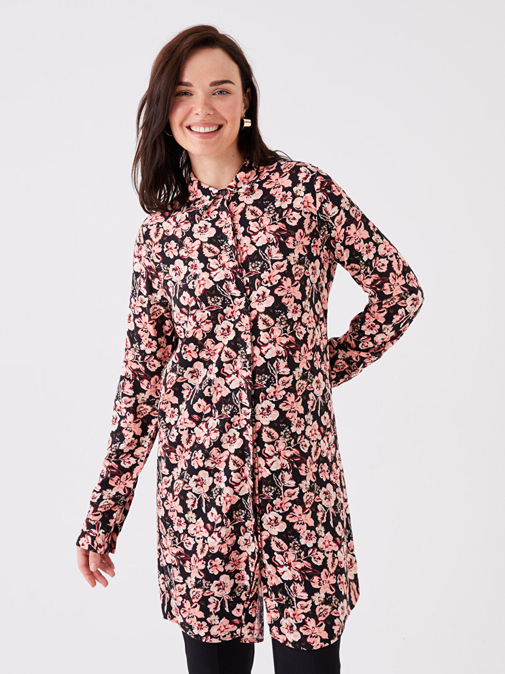 Floral Long Sleeve Women's Shirt Tunic