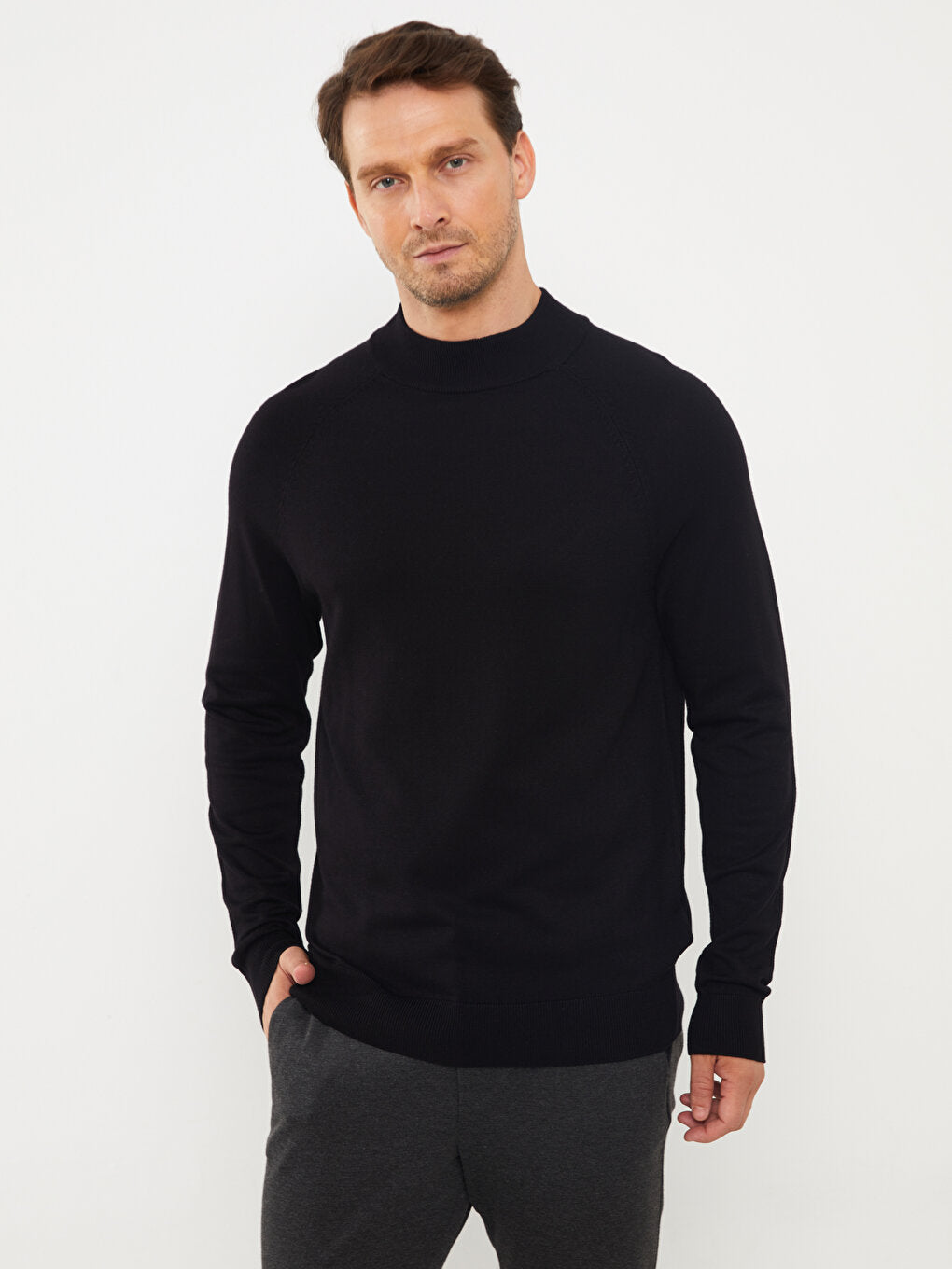 Half Turtleneck Long Sleeve Men's Knitwear Sweater