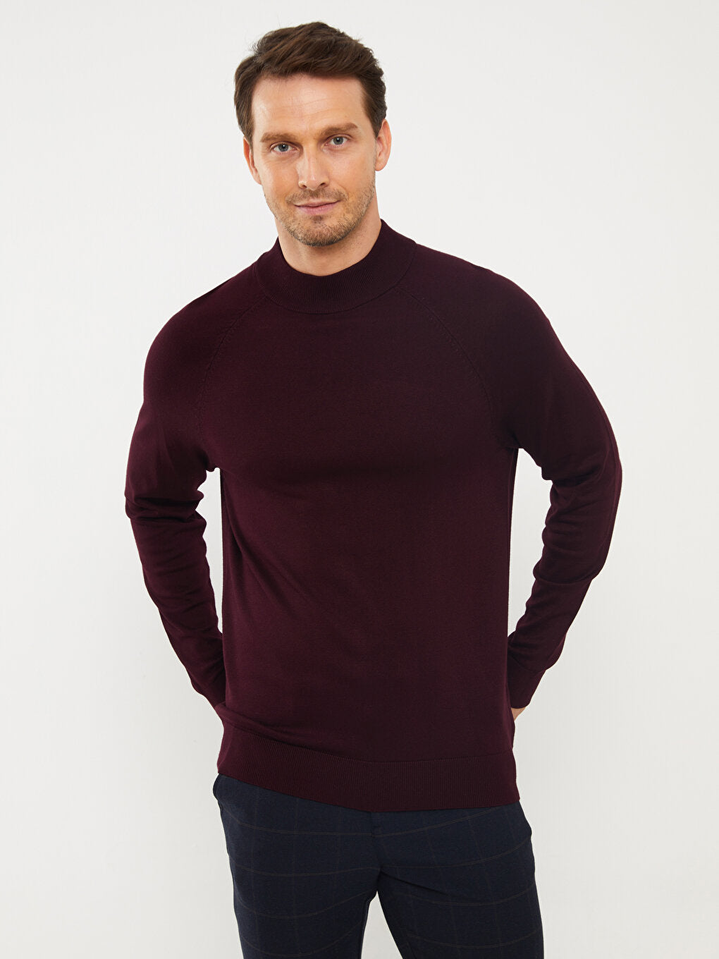 Half Turtleneck Long Sleeve Men's Knitwear Sweater