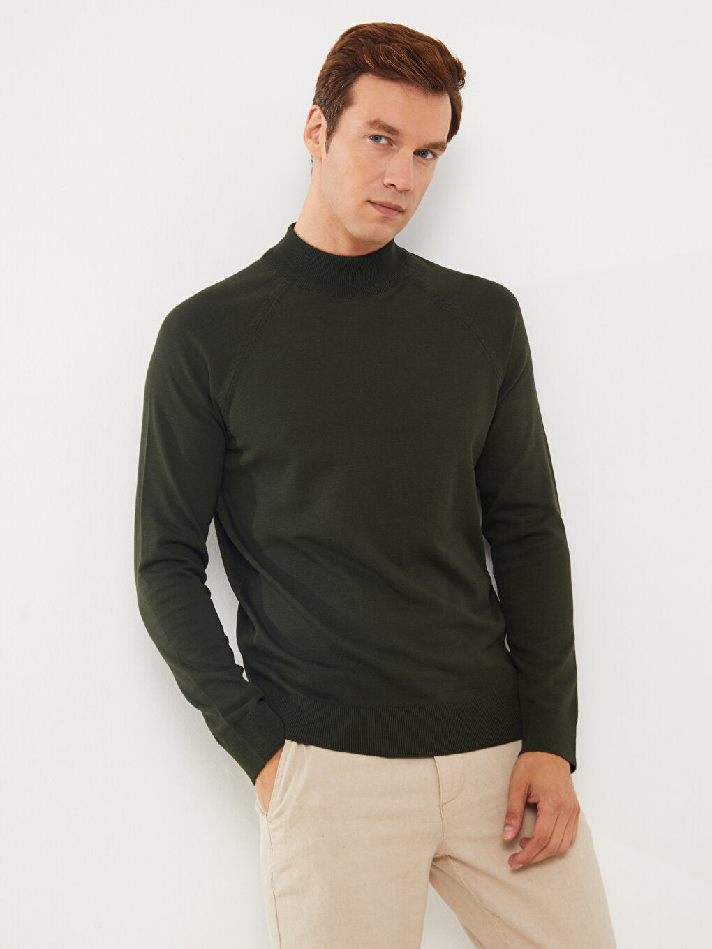 Half Turtleneck Long Sleeve Men's Knitwear Sweater