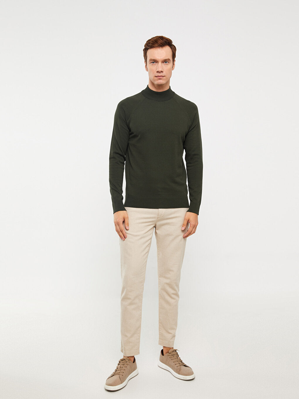 Half Turtleneck Long Sleeve Men's Knitwear Sweater