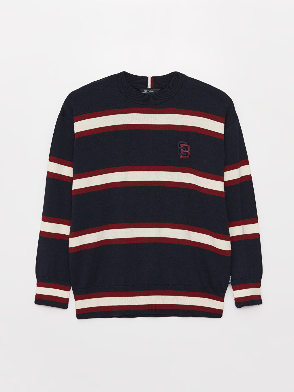 Crew Neck Long Sleeve Striped Men's Knitwear Sweater