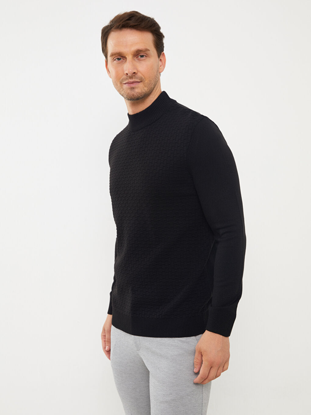 Half Turtleneck Long Sleeve Men's Knitwear Sweater