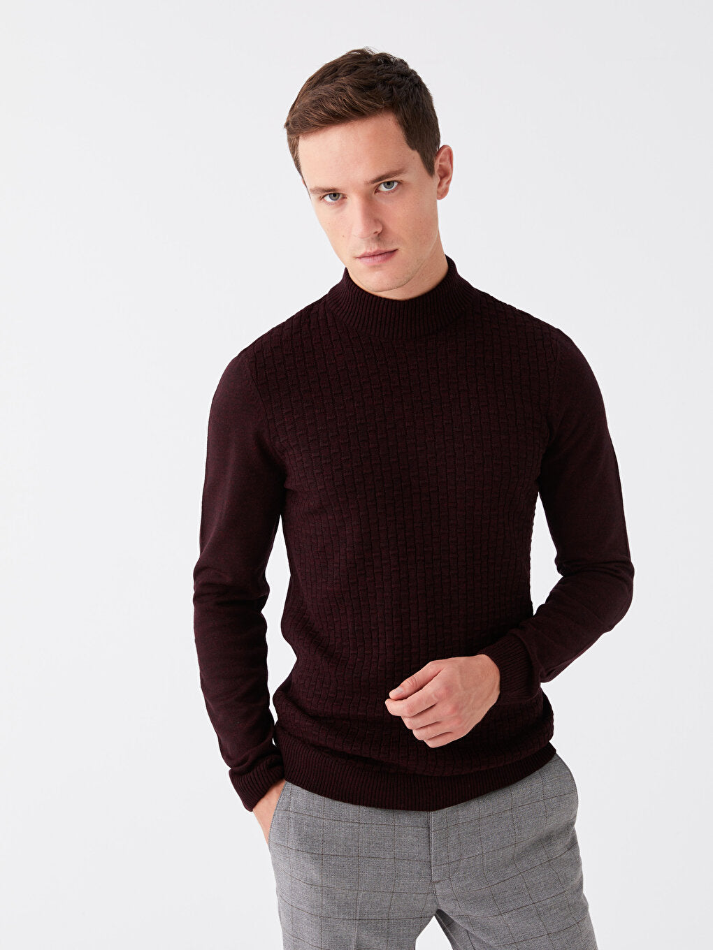 Half Turtleneck Long Sleeve Men's Knitwear Sweater