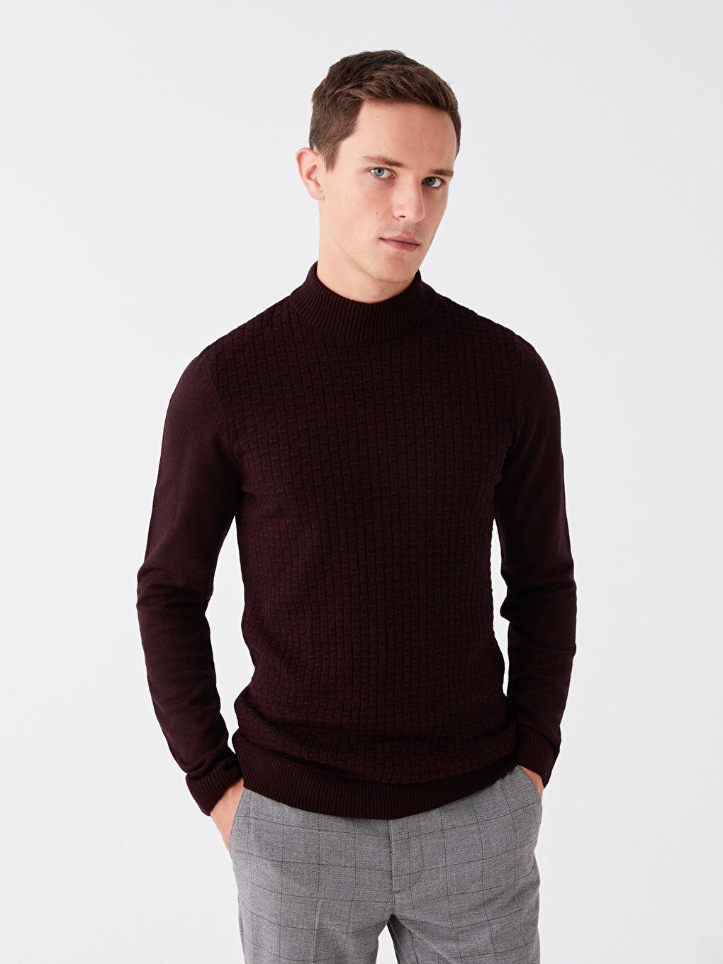 Half Turtleneck Long Sleeve Men's Knitwear Sweater