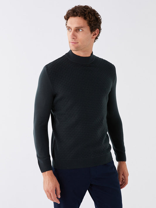 Half Turtleneck Long Sleeve Men's Knitwear Sweater