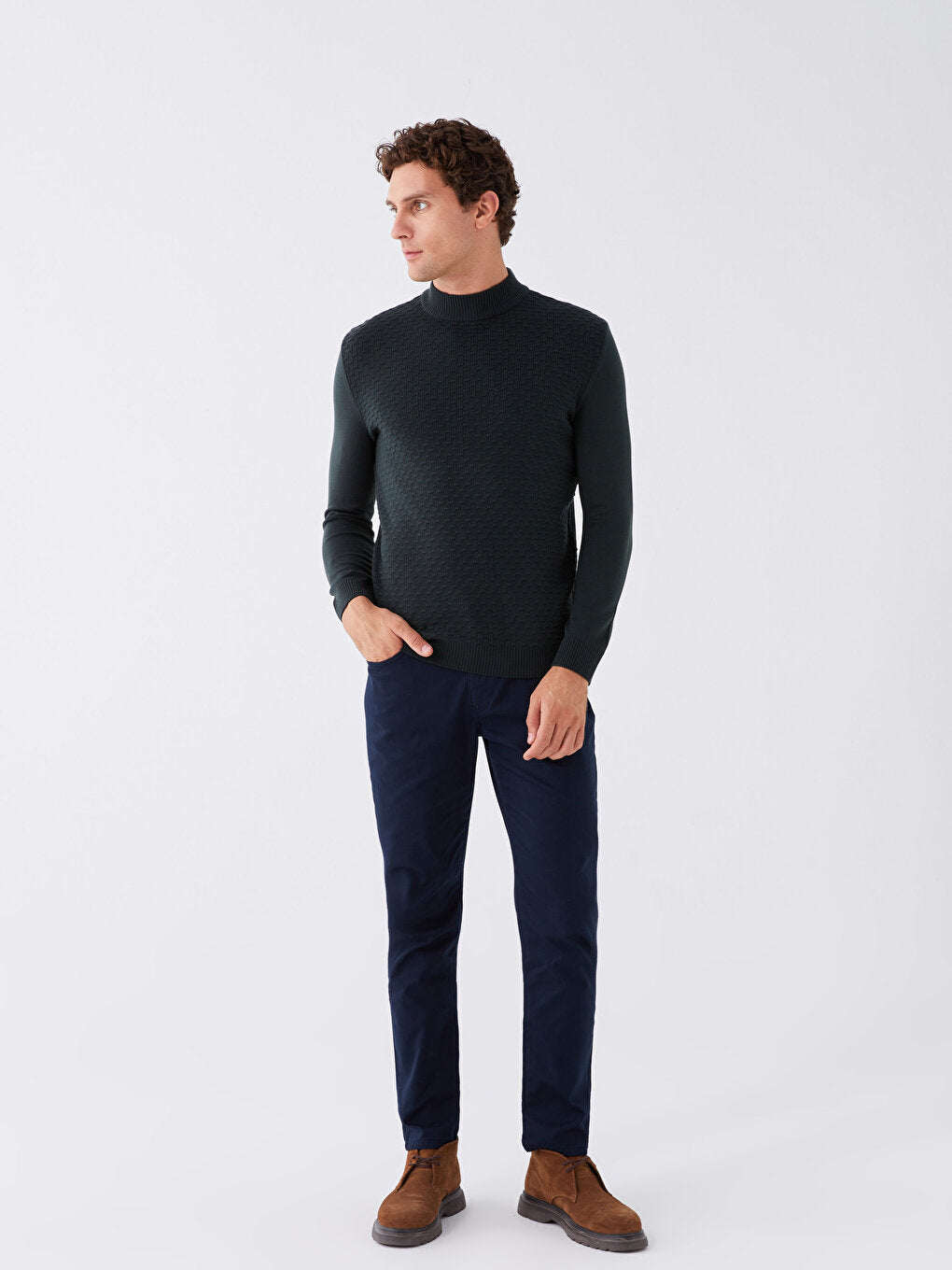 Half Turtleneck Long Sleeve Men's Knitwear Sweater