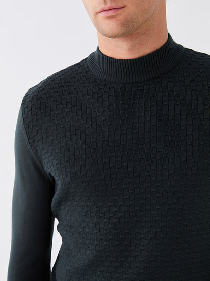 Half Turtleneck Long Sleeve Men's Knitwear Sweater