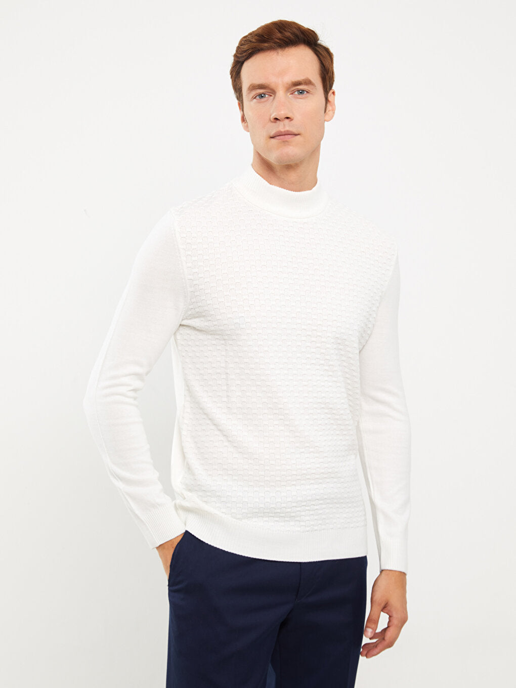 Half Turtleneck Long Sleeve Men's Knitwear Sweater