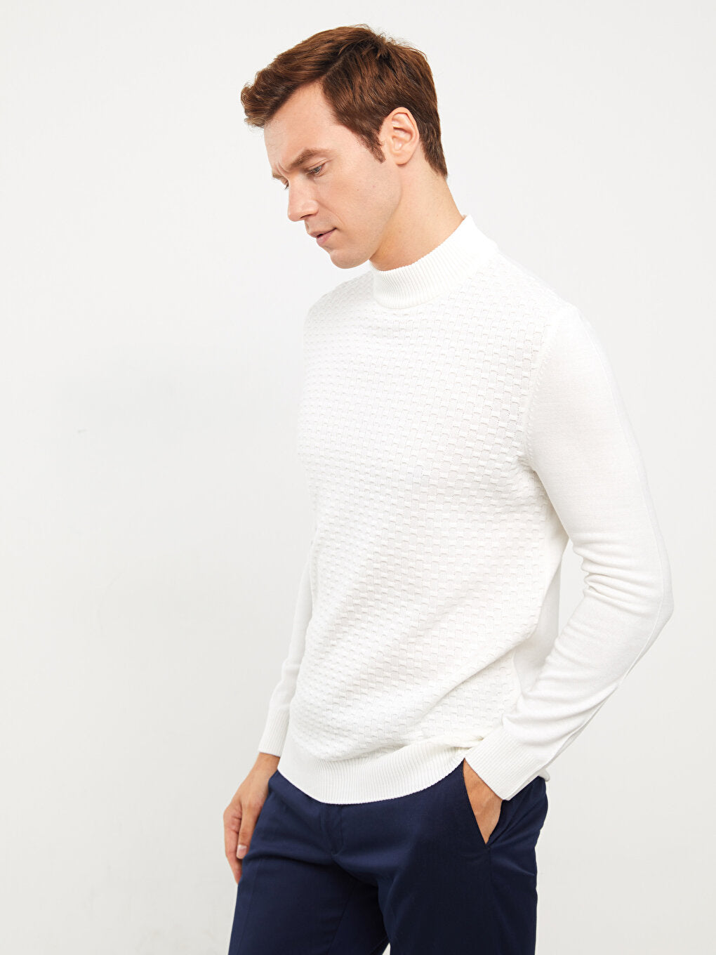 Half Turtleneck Long Sleeve Men's Knitwear Sweater