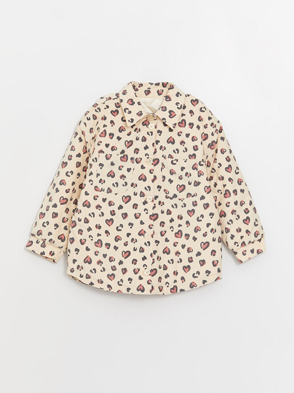 Shirt Collar Patterned Girl's Jacket