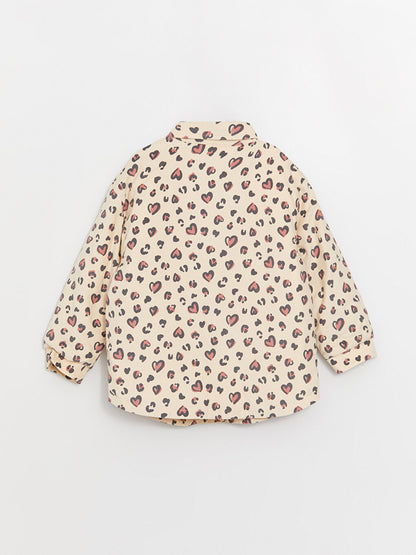 Shirt Collar Patterned Girl's Jacket