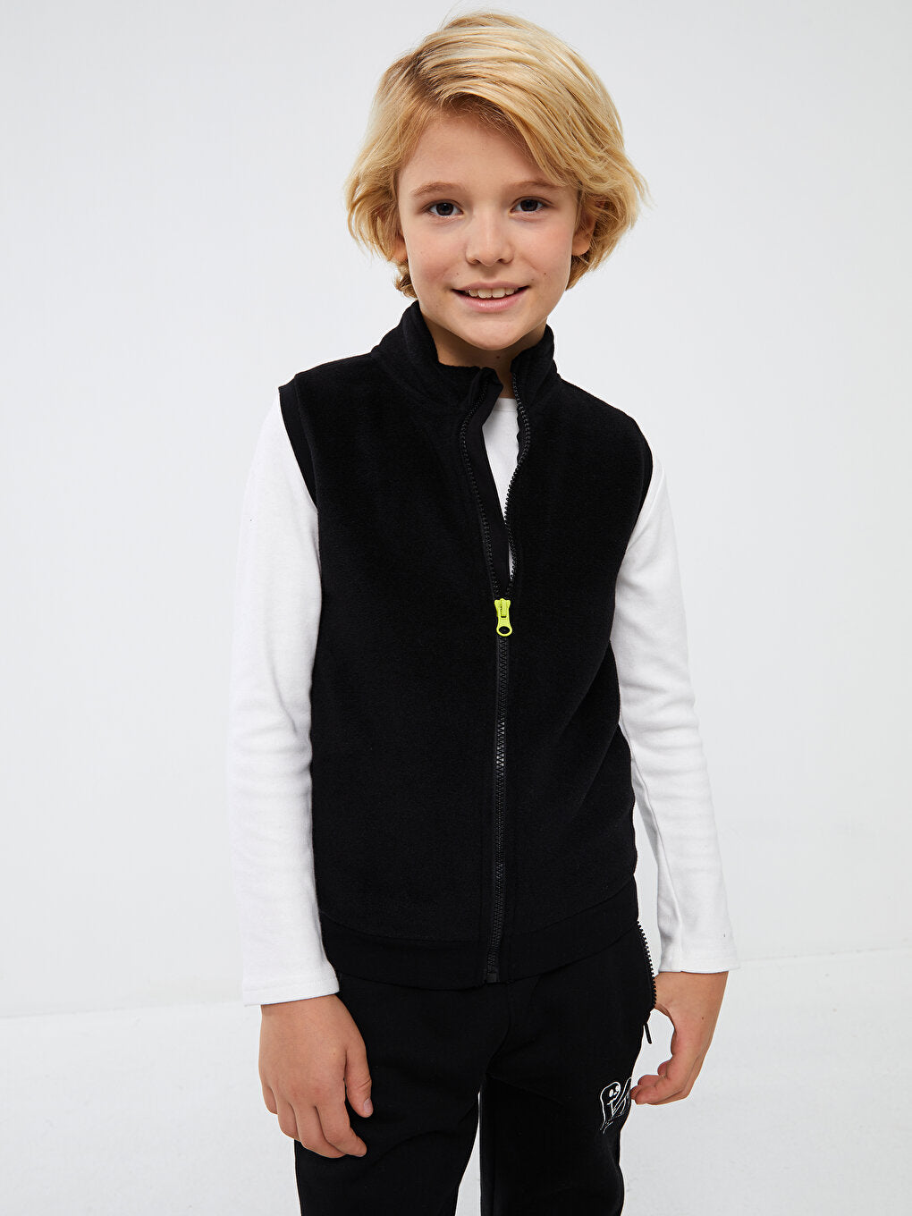 High Collar Fleece Boy's Zippered Vest