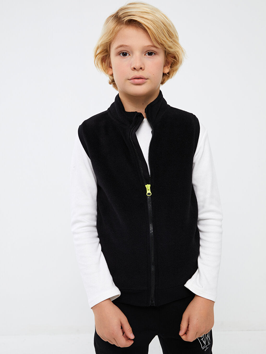 High Collar Fleece Boy's Zippered Vest