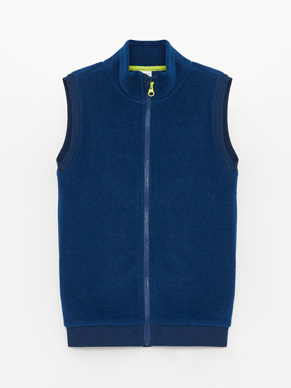 High Collar Fleece Boy's Zippered Vest