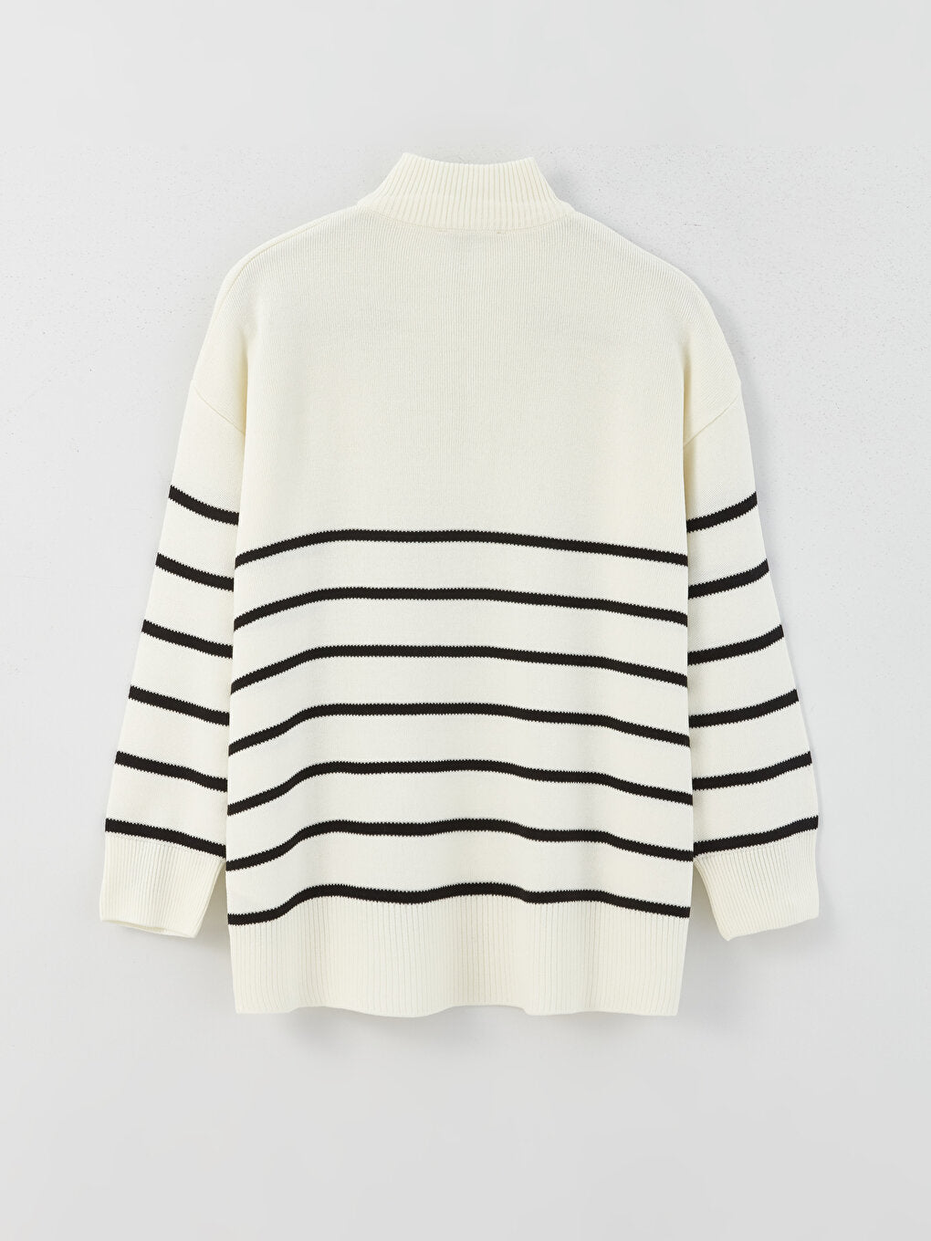 Half Turtleneck Striped Long Sleeve Women's Knitwear Tunic