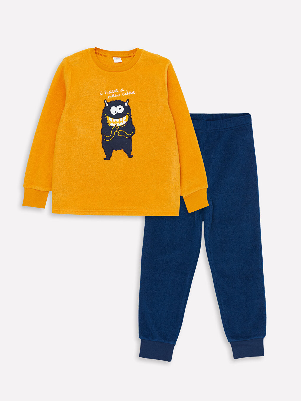 Crew Neck Embroidered Long Sleeve Boys' Pajama Set