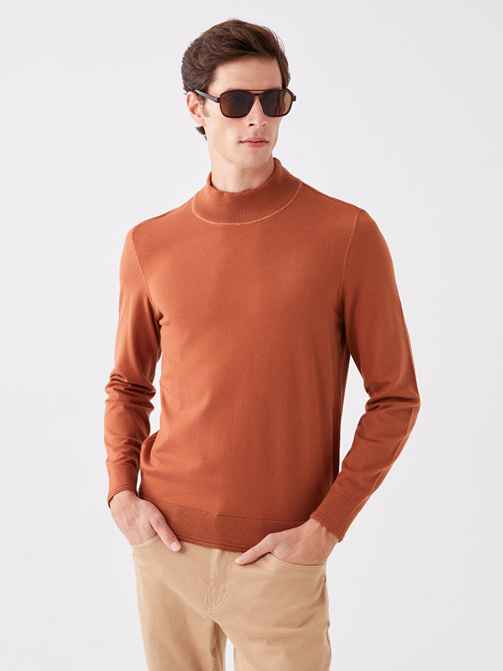 Half Turtleneck Long Sleeve Men's Knitwear Sweater