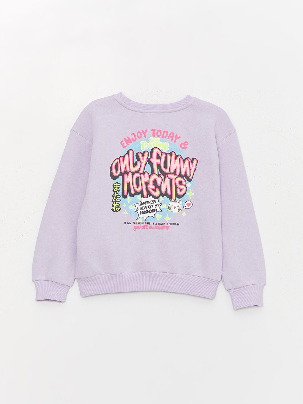 Crew Neck Printed Long Sleeve Girl's Sweatshirt