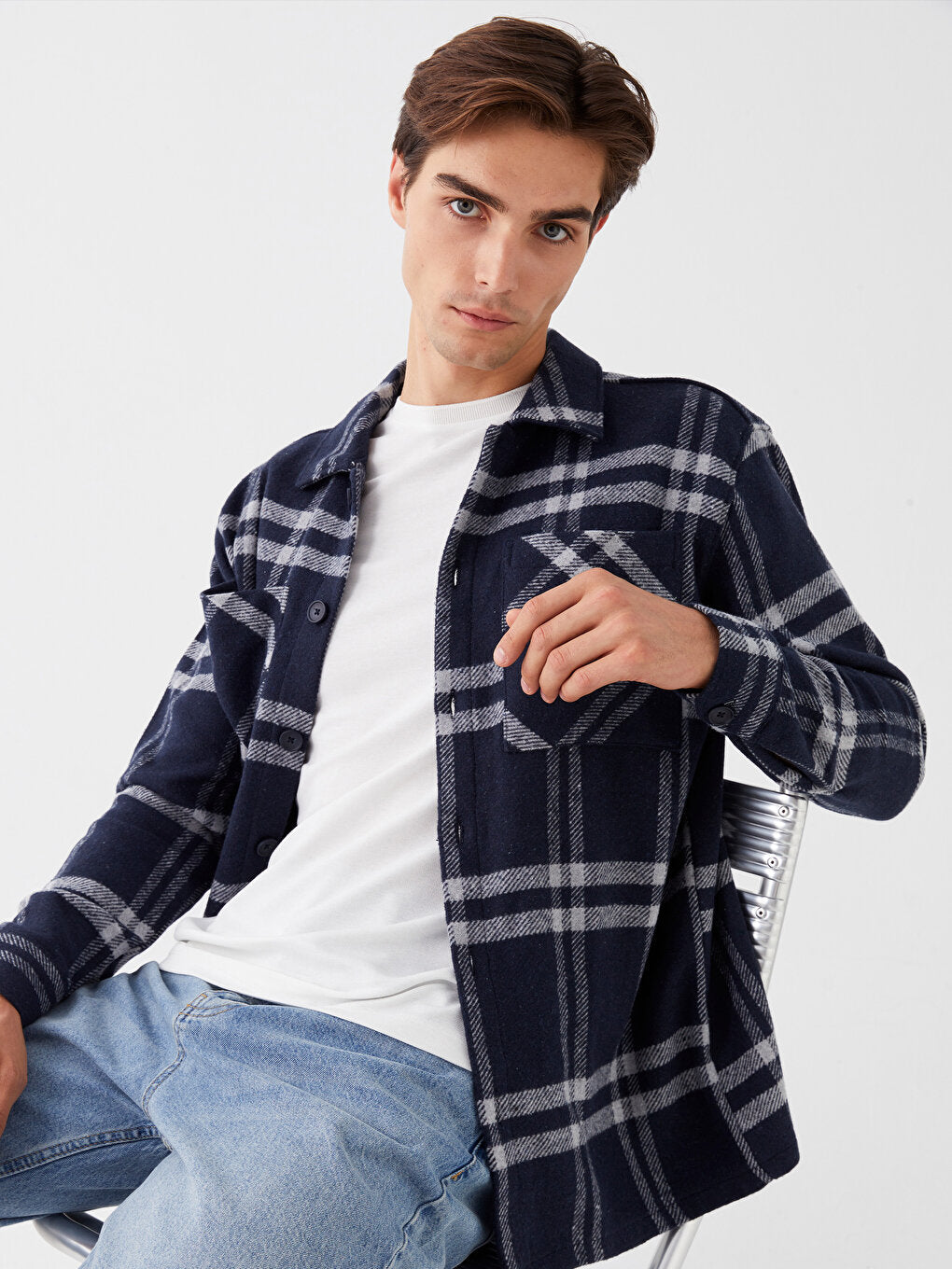 Regular Fit Long Sleeve Plaid Men's Lumberjack Shirt Jacket