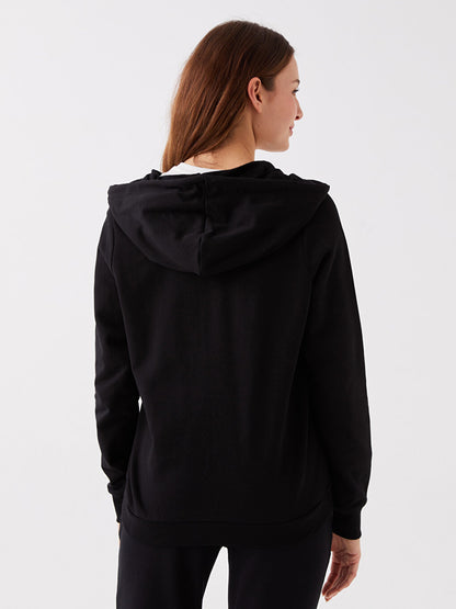 Hooded Plain Long Sleeve Women's Zipper Sweatshirt