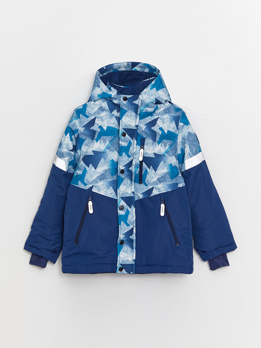 Hooded Printed Boy's Ski Jacket