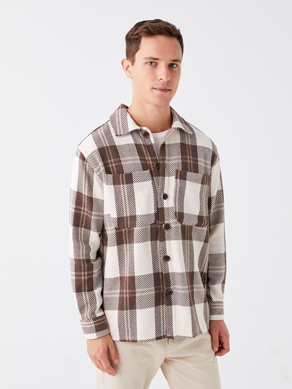 Regular Fit Long Sleeve Plaid Men's Lumberjack Shirt Jacket