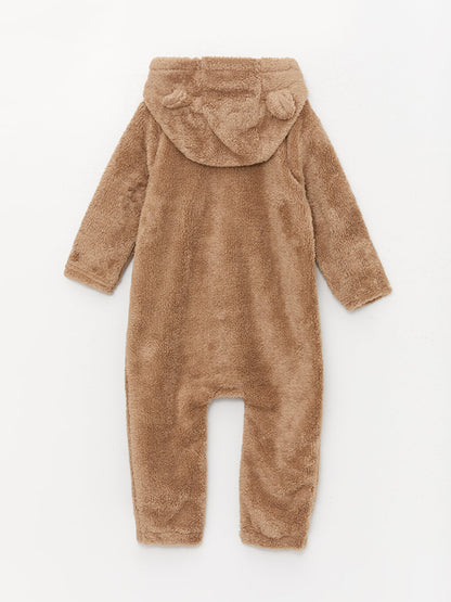 Hooded Long Sleeve Plush Unisex Baby Jumpsuit