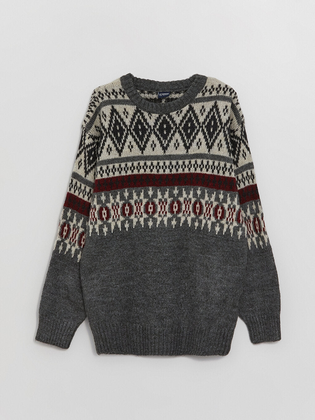 Crew Neck Patterned Long Sleeve Boy's Knitwear Sweater