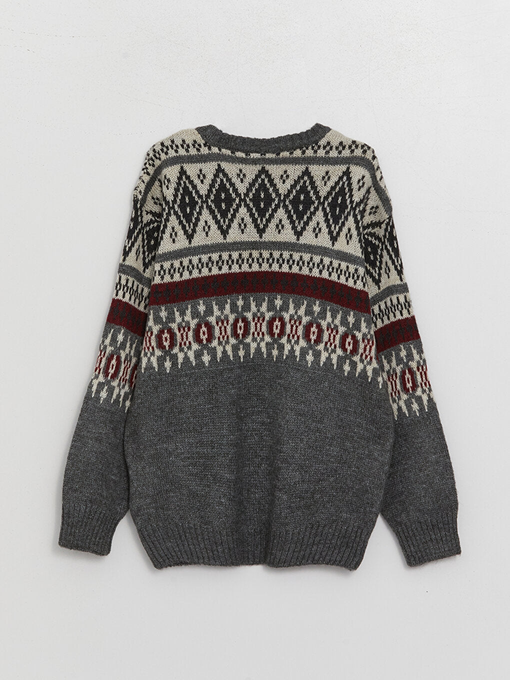 Crew Neck Patterned Long Sleeve Boy's Knitwear Sweater