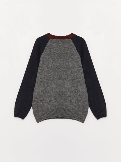 Comfortable Crew Neck Patterned Boy's Knitwear Sweater