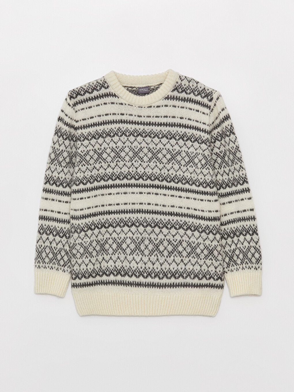 Crew Neck Patterned Long Sleeve Boy's Knitwear Sweater